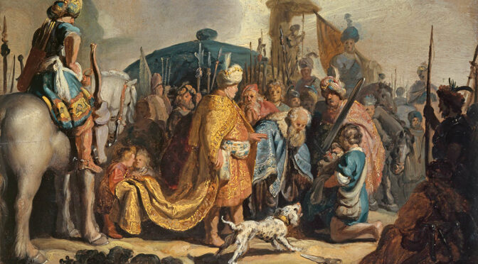Rembrandt Harmensz. van Rijn (1606–1669), David übergibt Goliaths Haupt dem König Saul, 1627, Kunstmuseum Basel, Vermächtnis Max Geldner