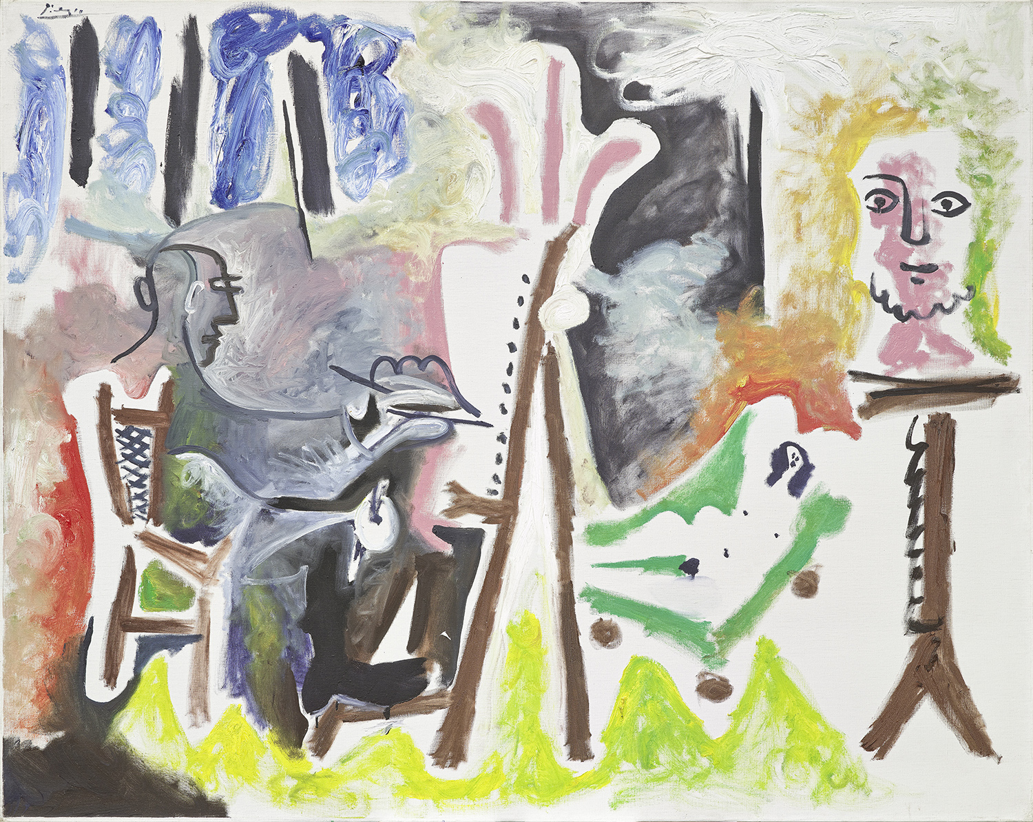 PABLO PICASSO, LE PEINTRE ET SON MODÈLE, 26.3.1963 Öl auf Leinwand, 130 x 162 cm Esther Grether Familiensammlung © Succession Picasso / 2022, ProLitteris, Zürich